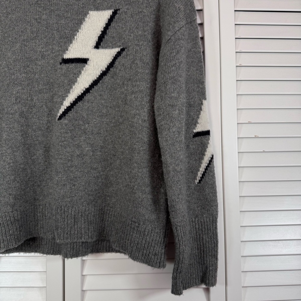 Rails Cashmere Soft Wool Blend Lightning Bolt Gray Sweater Luxury Soft Size XS - Picture 4 of 9